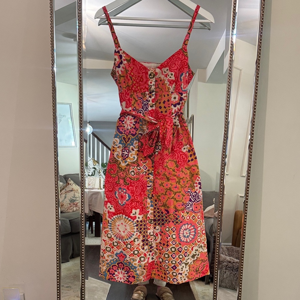 J. Crew button front sundress in cotton poplin paisley